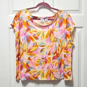 ~SOLD~✨️Pretty Joie Pastel Print Linen Loose Fit Top Size Large